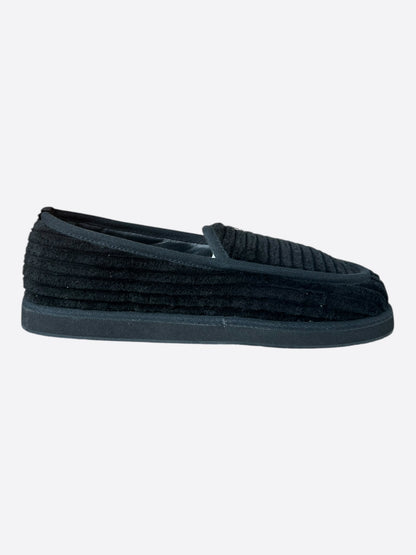 Chrome Hearts Black Corduroy Dagger Slippers