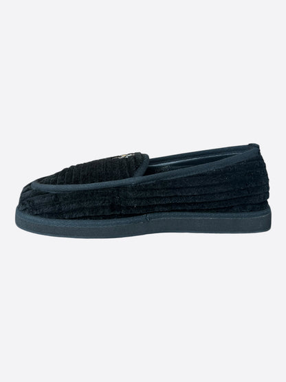 Chrome Hearts Black Corduroy Dagger Slippers