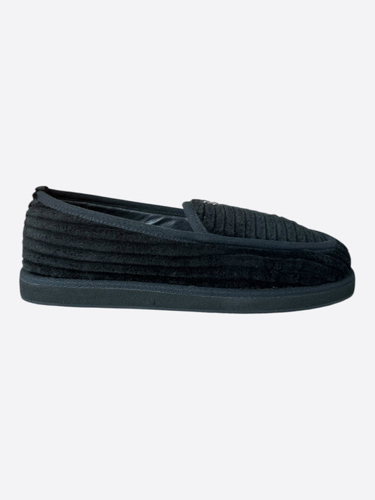 Chrome Hearts Black Corduroy Dagger Slippers
