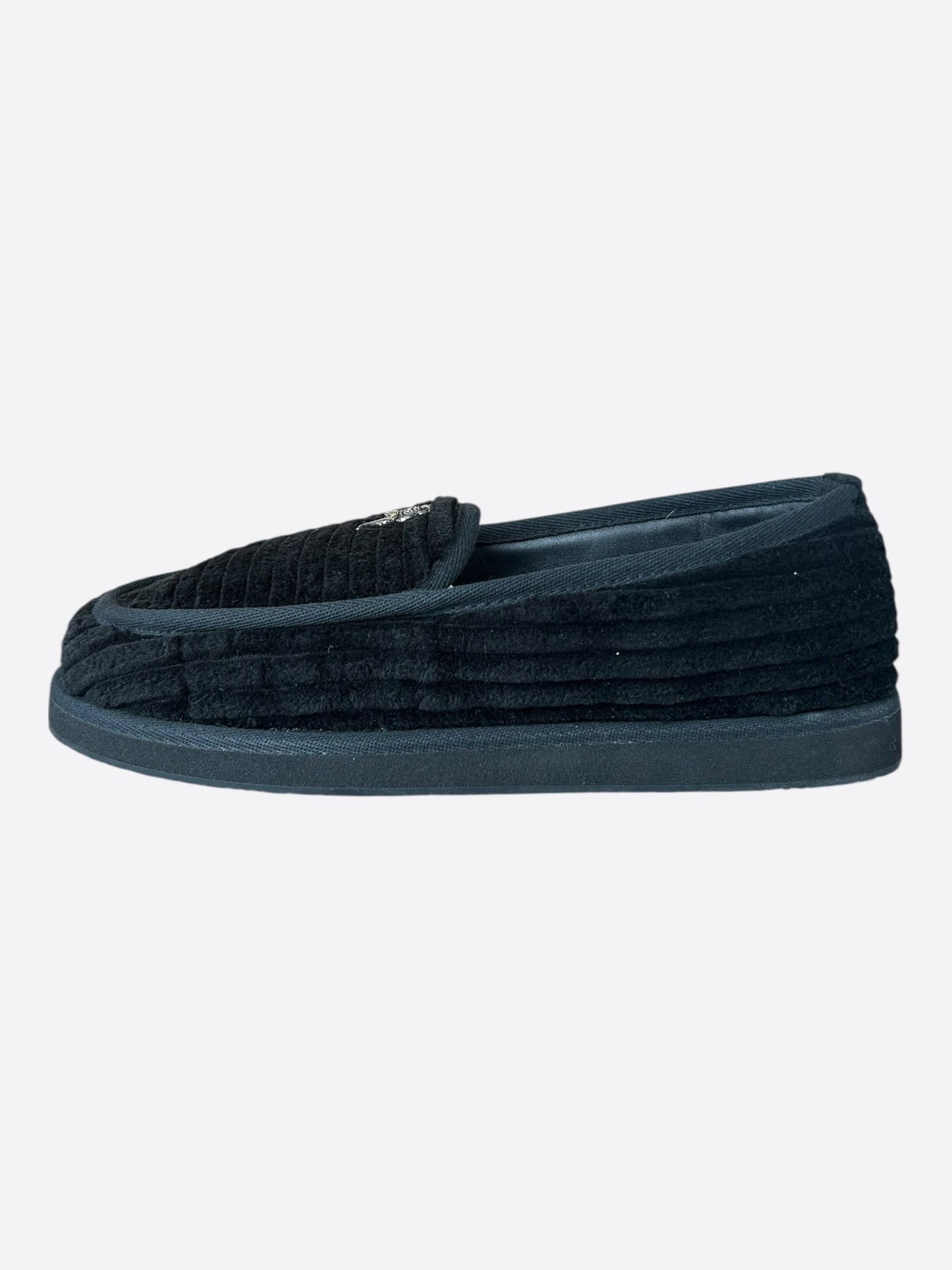 Chrome Hearts Black Corduroy Dagger Slippers