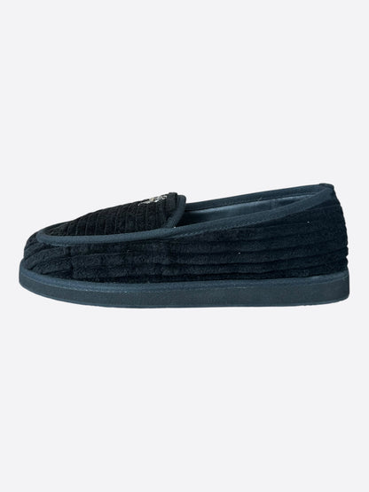 Chrome Hearts Black Corduroy Dagger Slippers