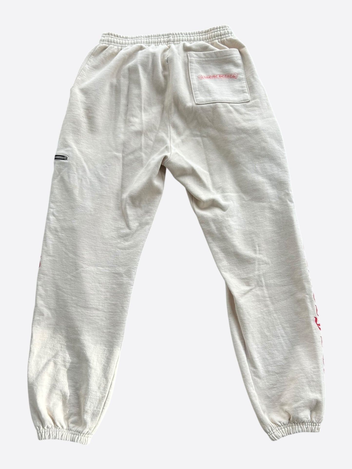 Chrome Hearts Drake Cream & Pink Certified Chrome Cross Logo Sweatpants