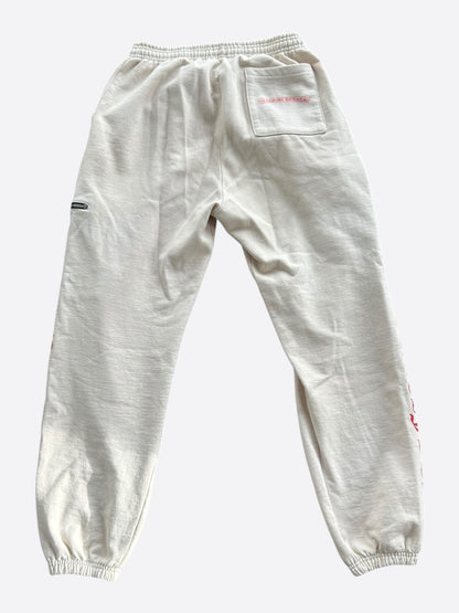 Chrome Hearts Drake Cream & Pink Certified Chrome Cross Logo Sweatpants