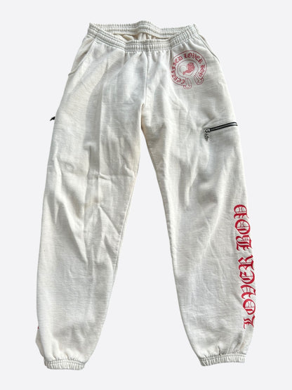 Chrome Hearts Drake Cream & Pink Certified Chrome Cross Logo Sweatpants