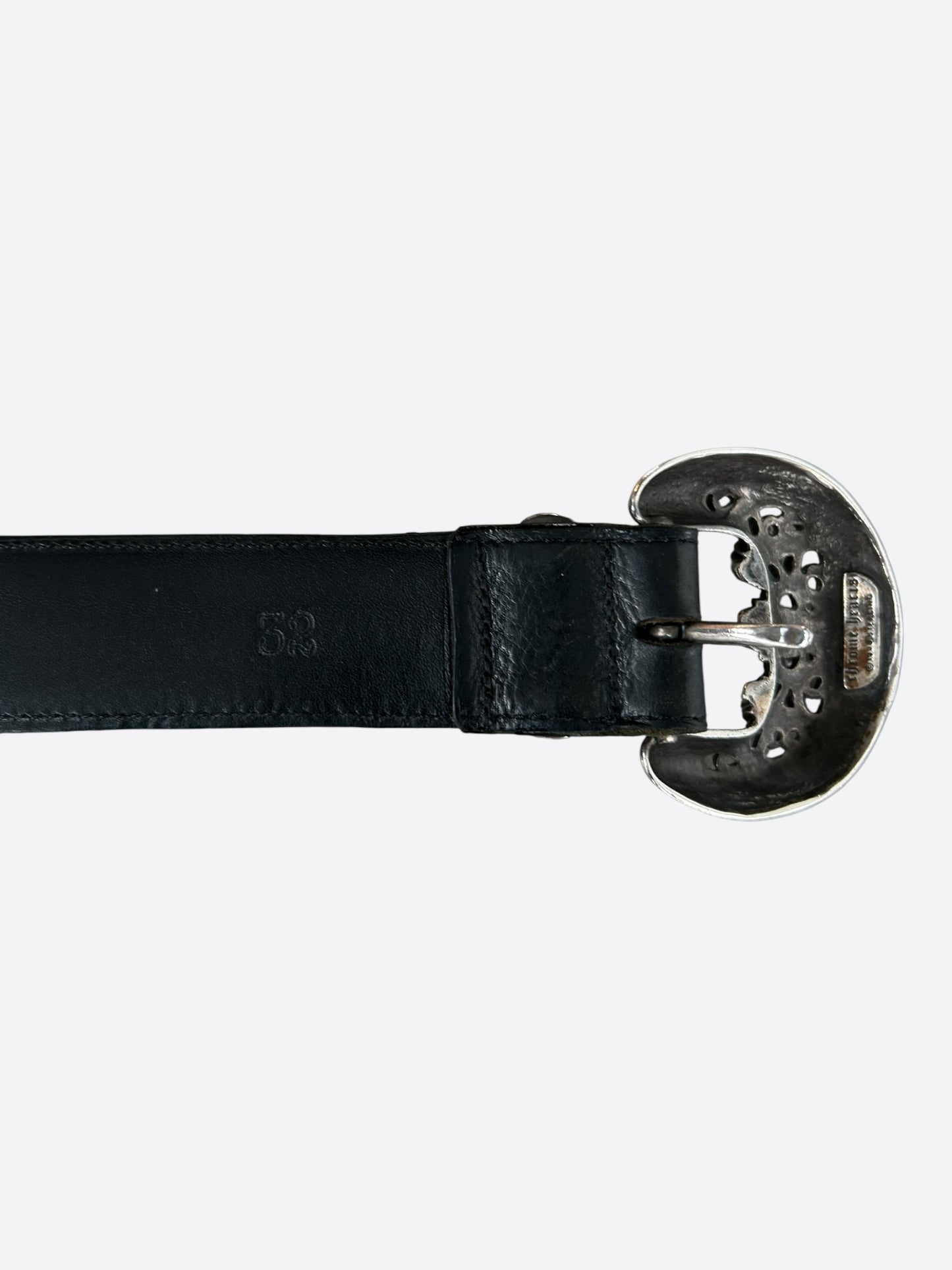 Chrome Hearts Black & Silver 3 Piece Talon Leather Belt