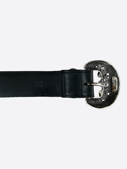 Chrome Hearts Black & Silver 3 Piece Talon Leather Belt