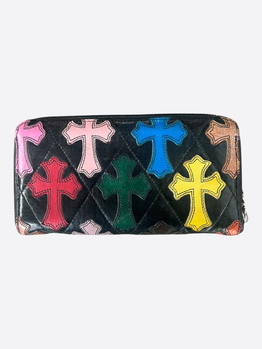 Chrome Hearts Black Multicolor Cross Patch Wallet