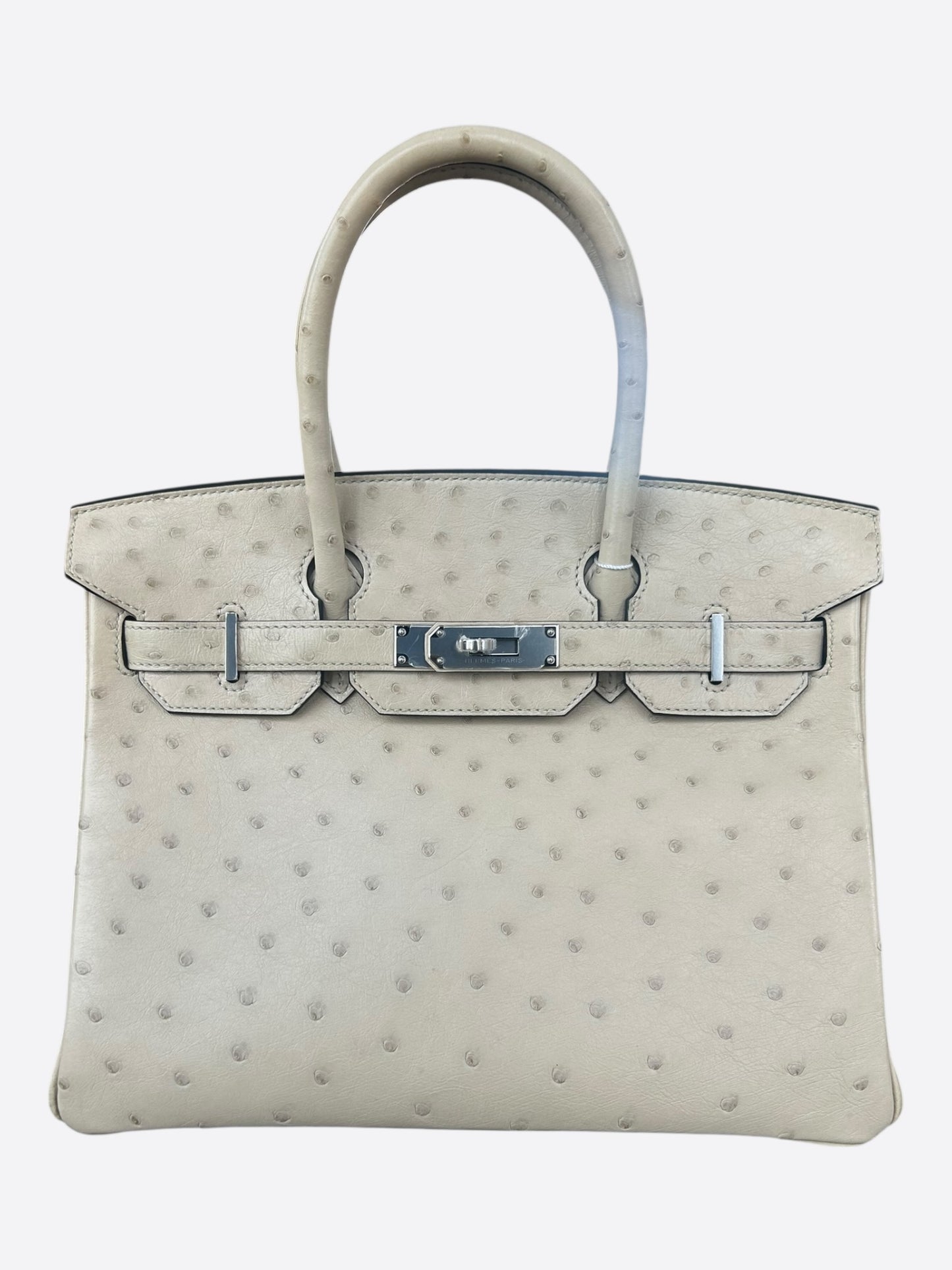 Hermes Cream Ostrich & Palladium Hardware Birkin 30