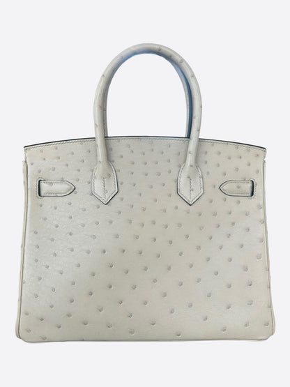 Hermes Cream Ostrich & Palladium Hardware Birkin 30