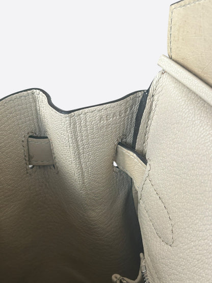 Hermes Cream Ostrich & Palladium Hardware Birkin 30