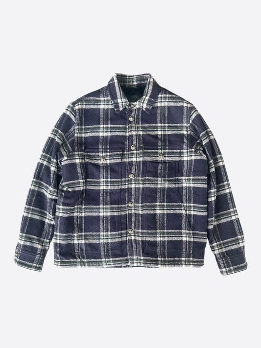 Chrome Hearts Navy & Green Plaid Sherpa Jacket