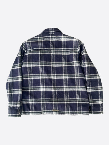 Chrome Hearts Navy & Green Plaid Sherpa Jacket