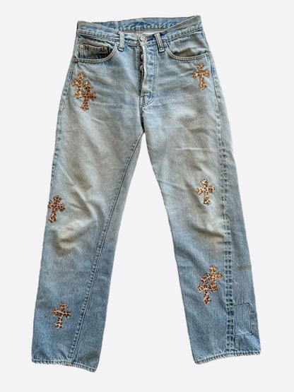 Chrome Hearts Levis Blue Cheetah Patch Women's Jeans