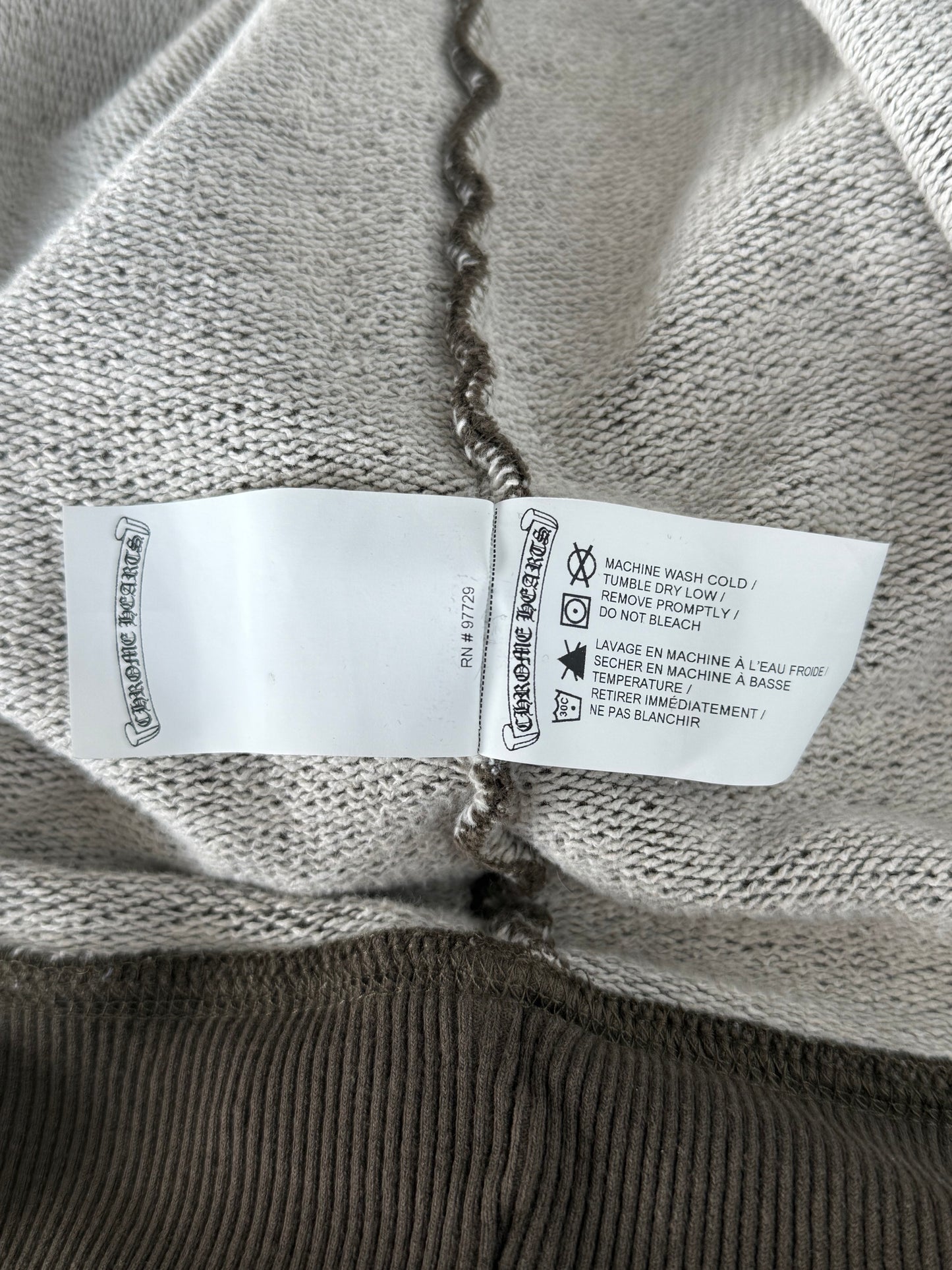Chrome Hearts Olive & Black Embroidered Dagger Logo Zip Up Hoodie
