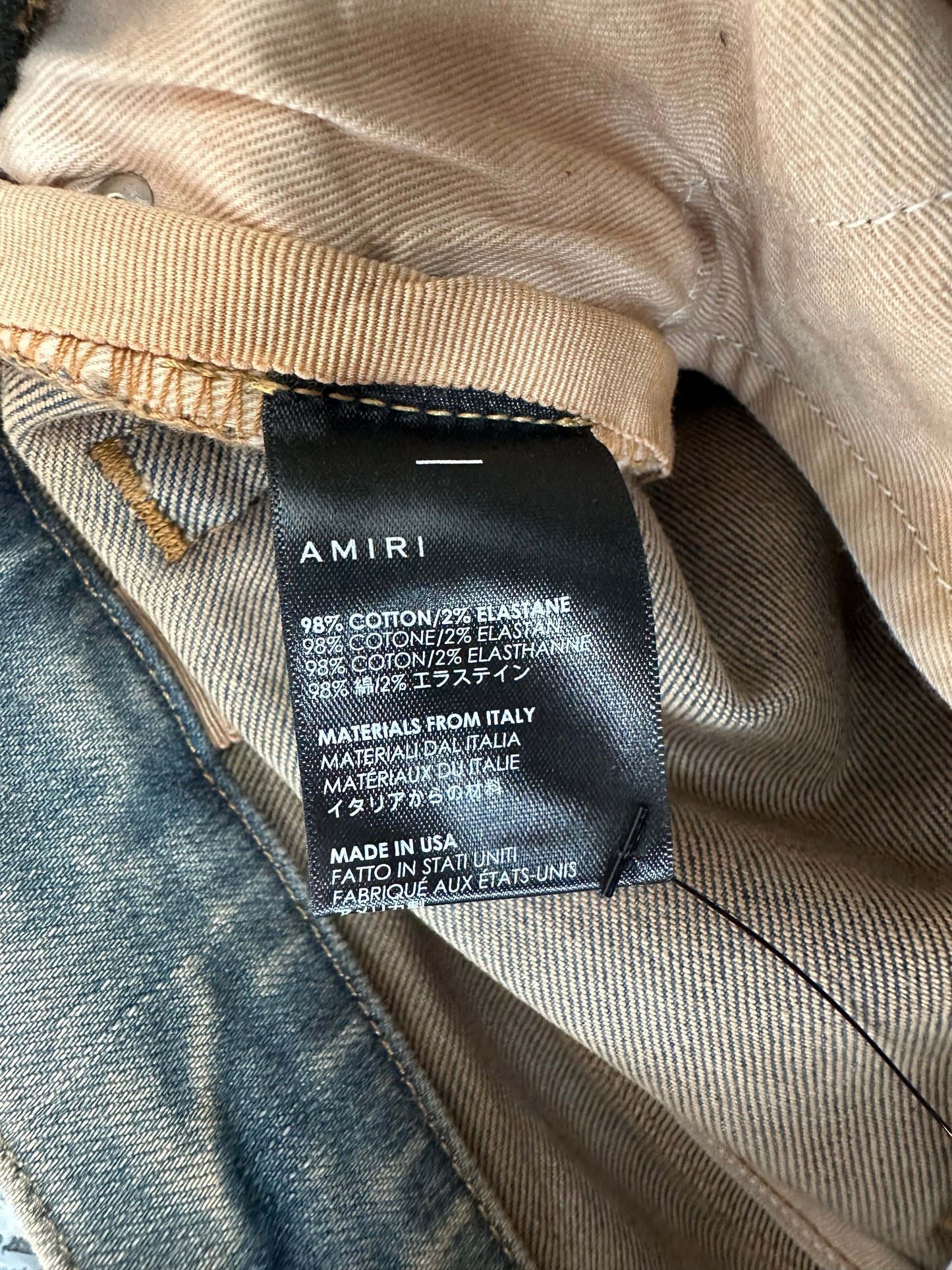Amiri Dirty Indigo & Black Bandana Patch MX1 Jeans