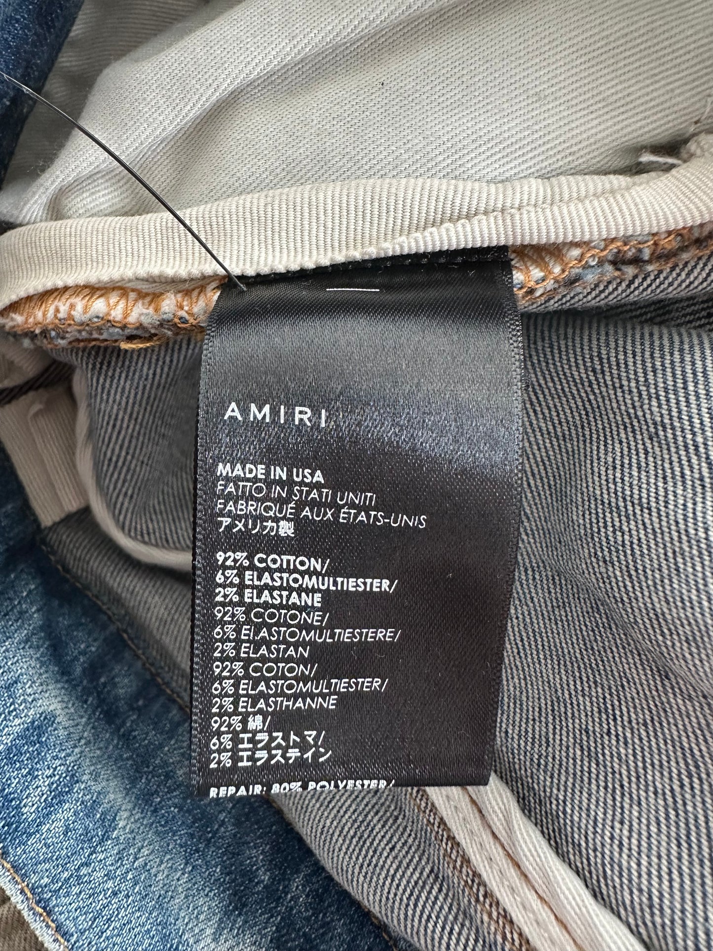 Amiri Clay Indigo & Blue Bandana Patch MX1 Jeans