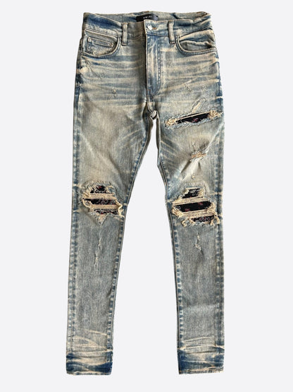Amiri Dirty Indigo & Black Bandana Patch MX1 Jeans
