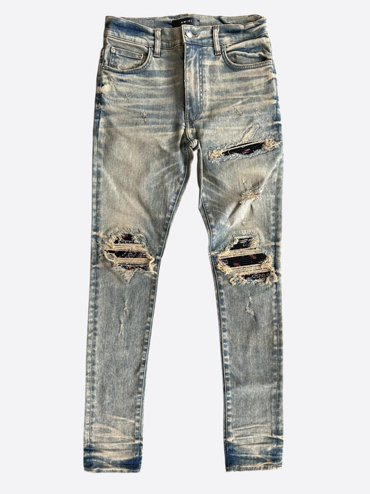Amiri Dirty Indigo & Black Bandana Patch MX1 Jeans