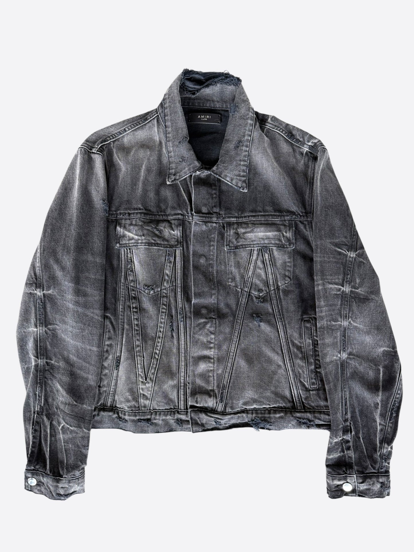 Amiri Vintage Black Distressed Denim Jacket