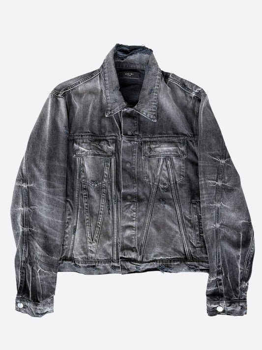 Amiri Vintage Black Distressed Denim Jacket