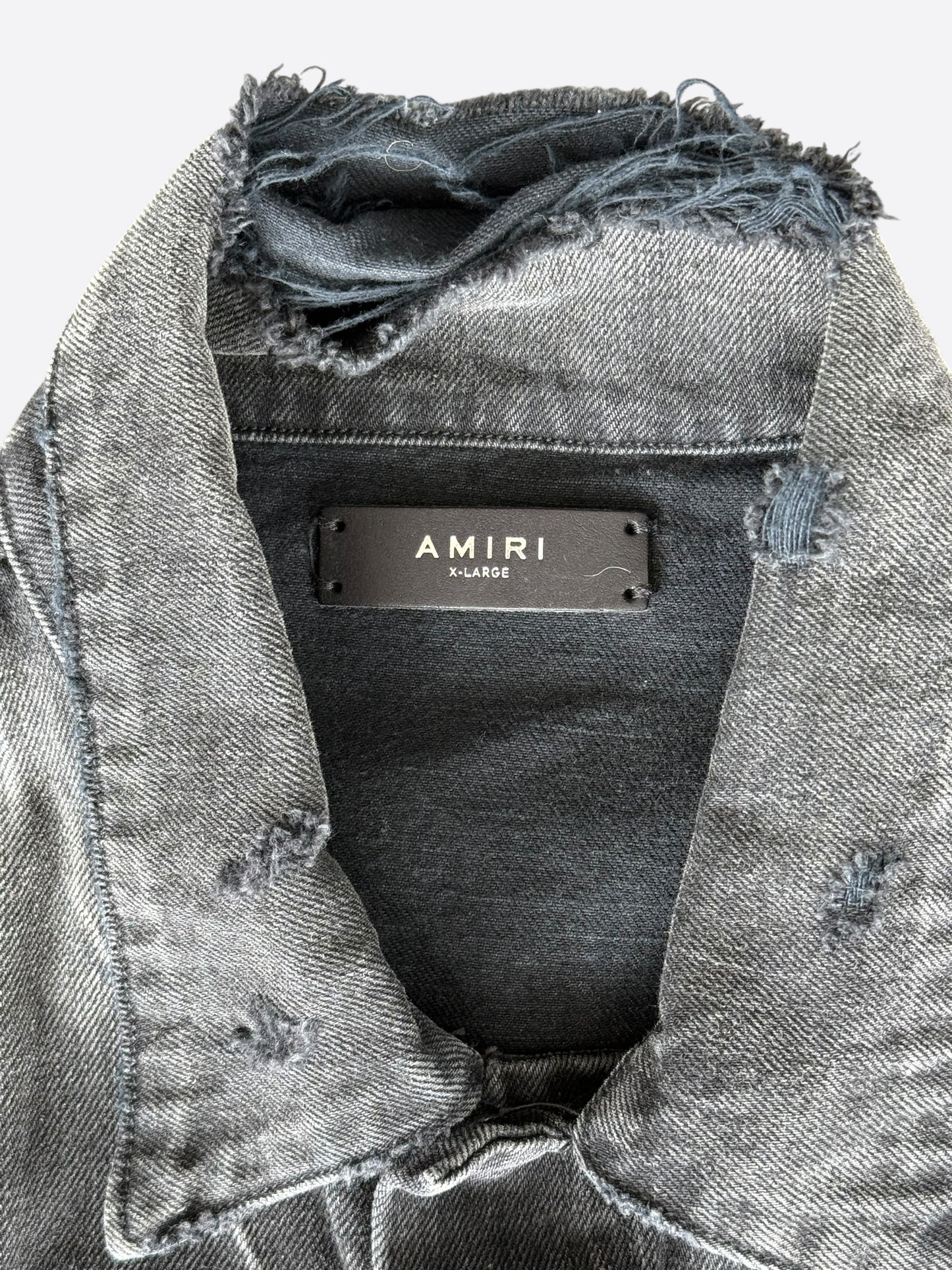 Amiri Vintage Black Distressed Denim Jacket