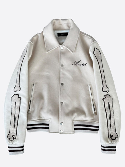 Amiri Beige & Brown Bones Varsity Jacket