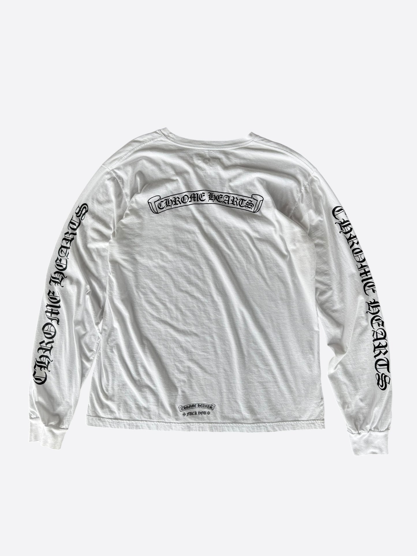 Chrome Hearts White & Black Scroll Logo Longsleeve T-Shirt