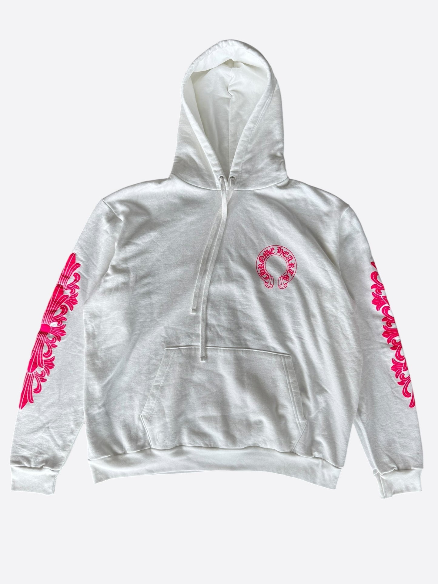 Chrome Hearts White & Pink Horseshoe Logo Hoodie