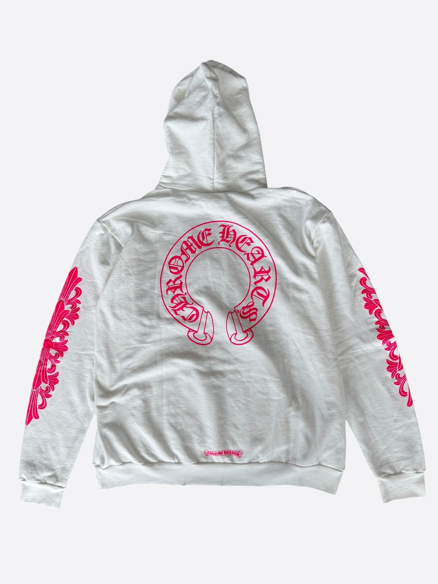 Chrome Hearts White & Pink Horseshoe Logo Hoodie