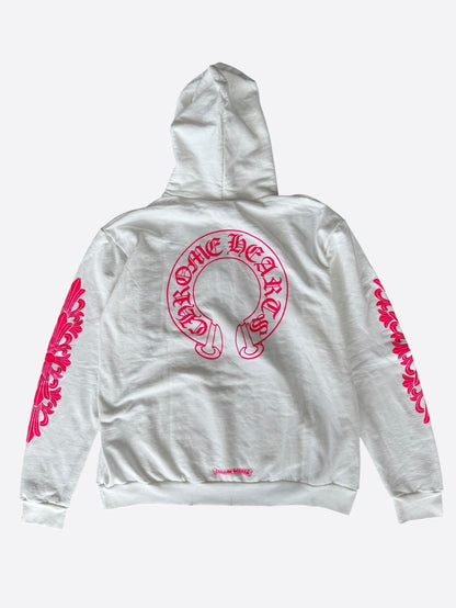 Chrome Hearts White & Pink Horseshoe Logo Hoodie