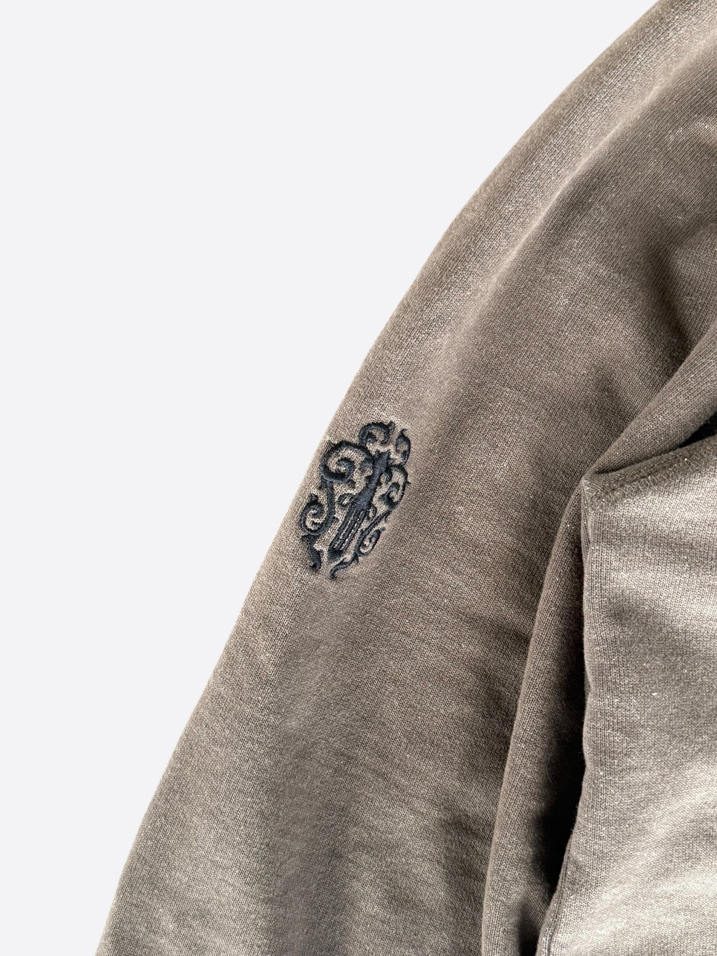Chrome Hearts Olive & Black Embroidered Dagger Logo Zip Up Hoodie