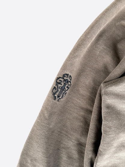 Chrome Hearts Olive & Black Embroidered Dagger Logo Zip Up Hoodie