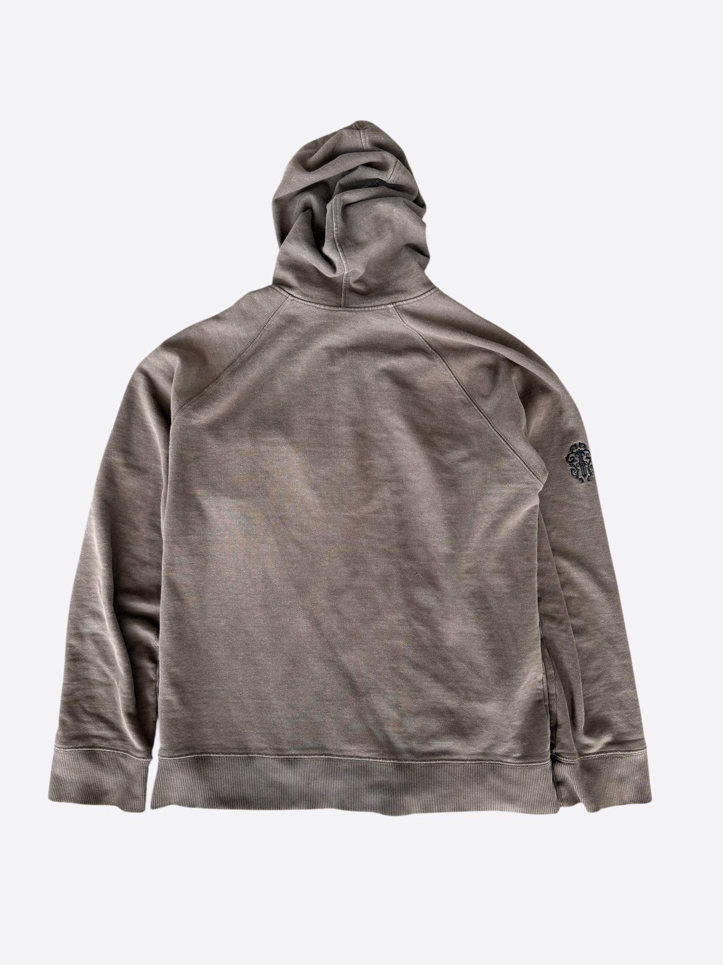 Chrome Hearts Olive & Black Embroidered Dagger Logo Zip Up Hoodie