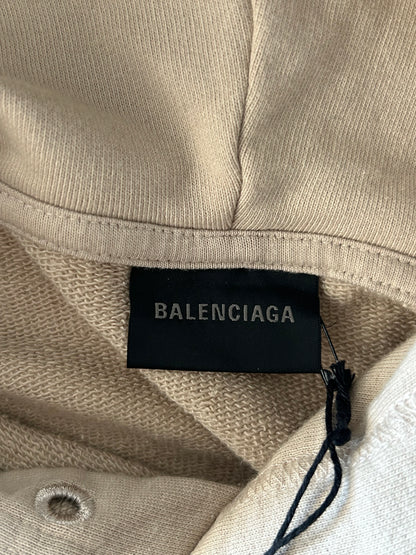 Balenciaga Beige & Black Embroidered BB Icon Logos Hoodie