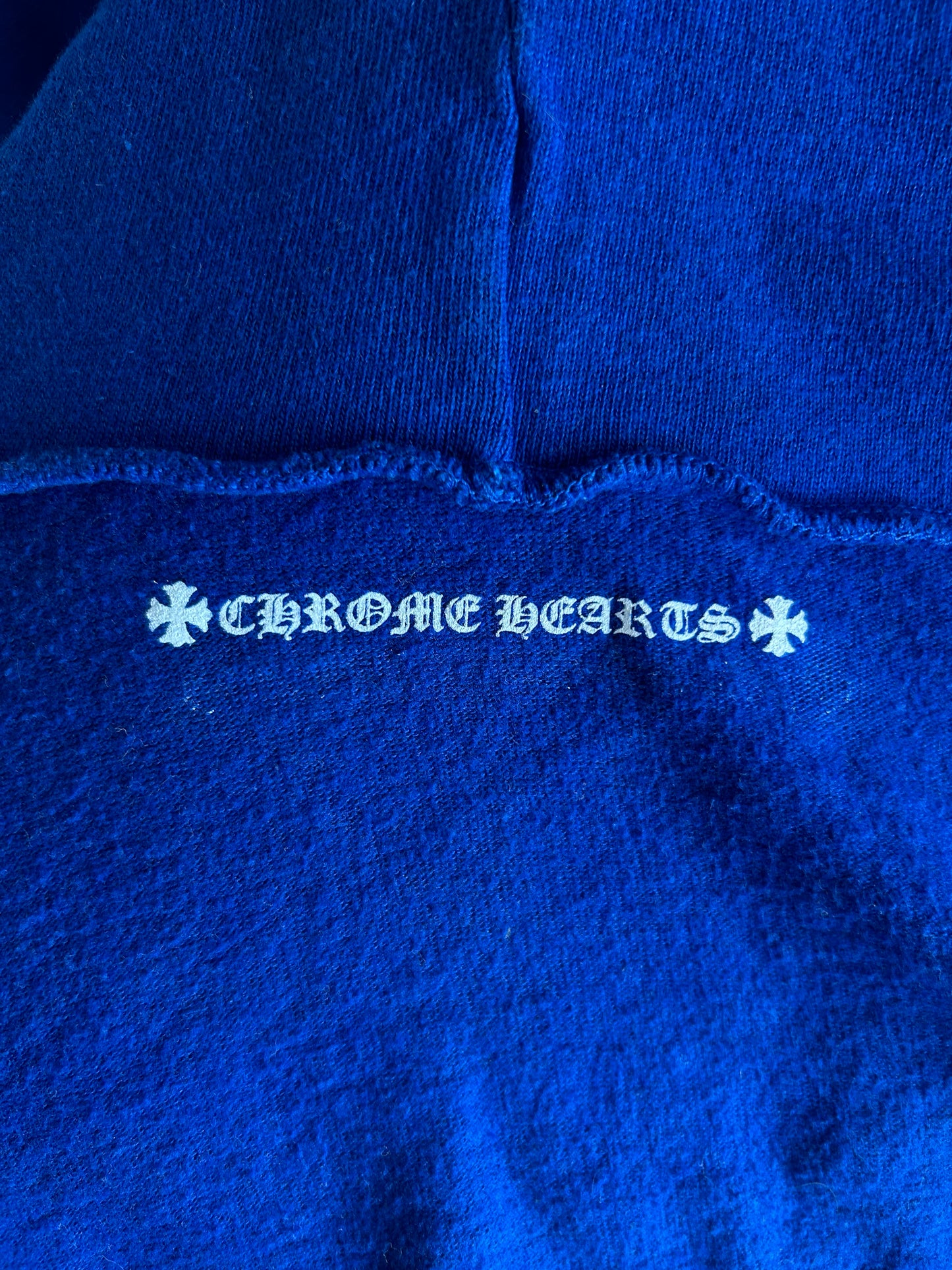 Chrome Hearts Blue & White Stars Scroll Logo Zip Up Hoodie