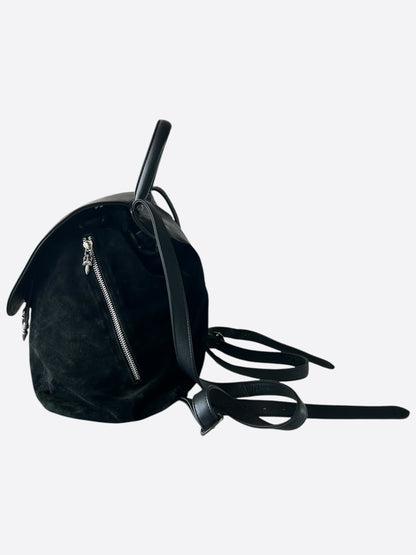 Chrome Hearts Black Leather & Suede Bucket Backpack