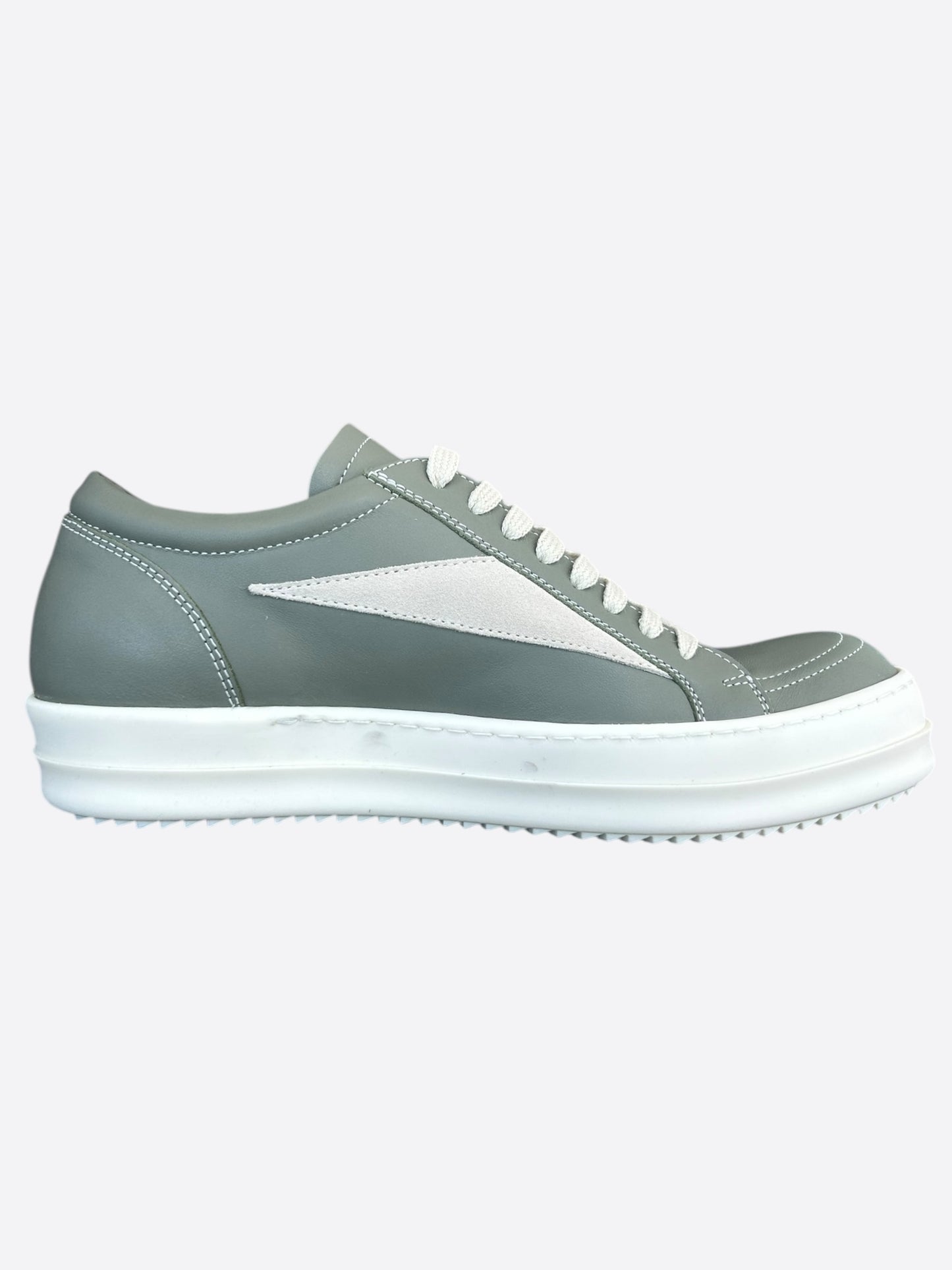 Rick Owens Green & White Vintage Low Sneakers