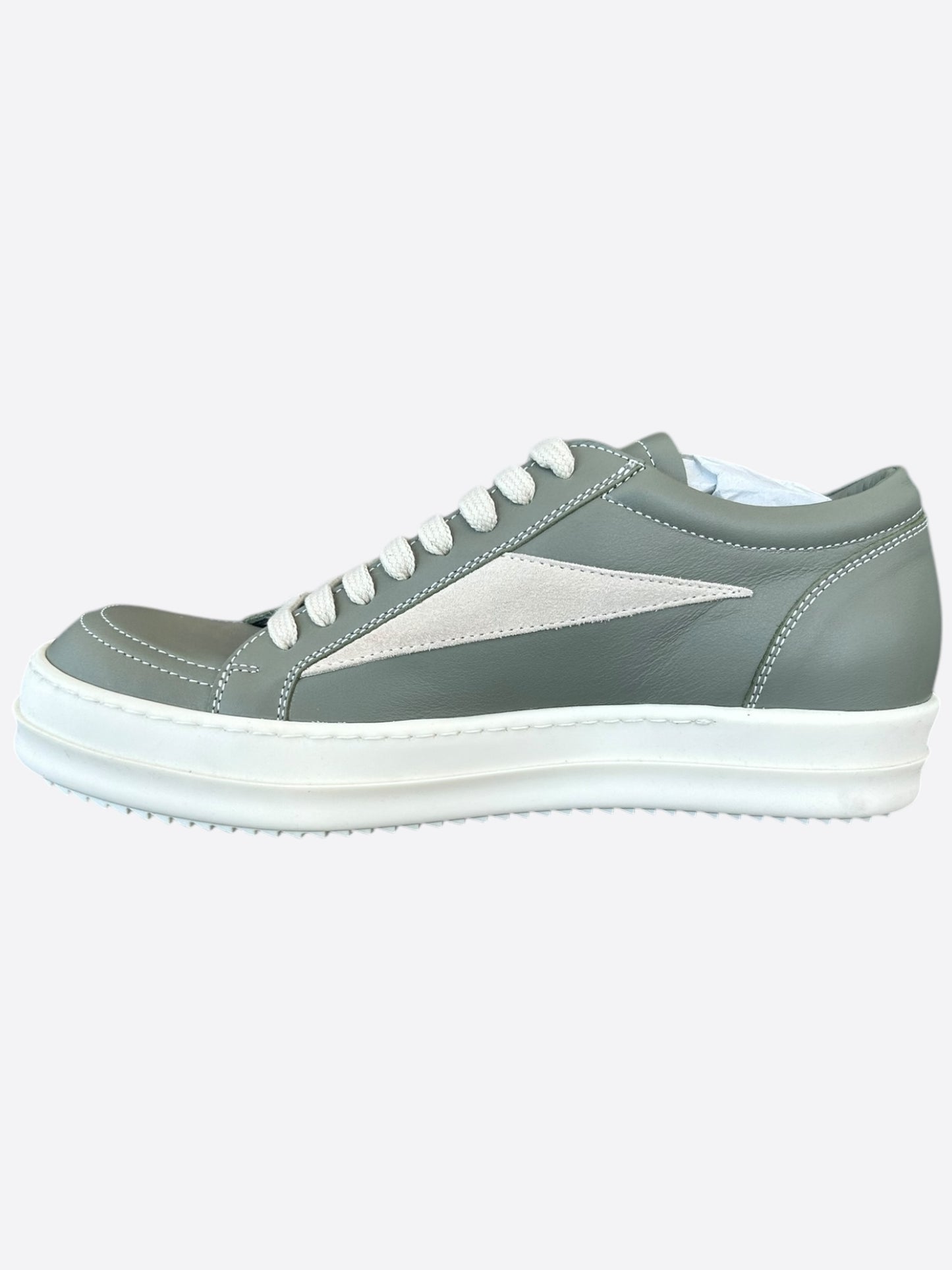 Rick Owens Green & White Vintage Low Sneakers