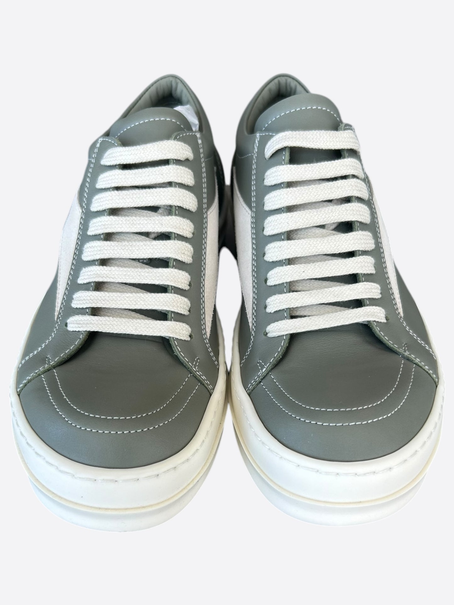 Rick Owens Green & White Vintage Low Sneakers