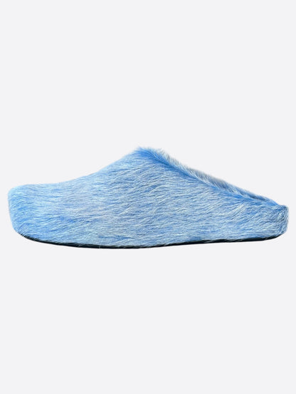 Marni Blue Calfskin Fussbett Sabot Slides