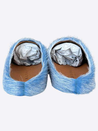 Marni Blue Calfskin Fussbett Sabot Slides