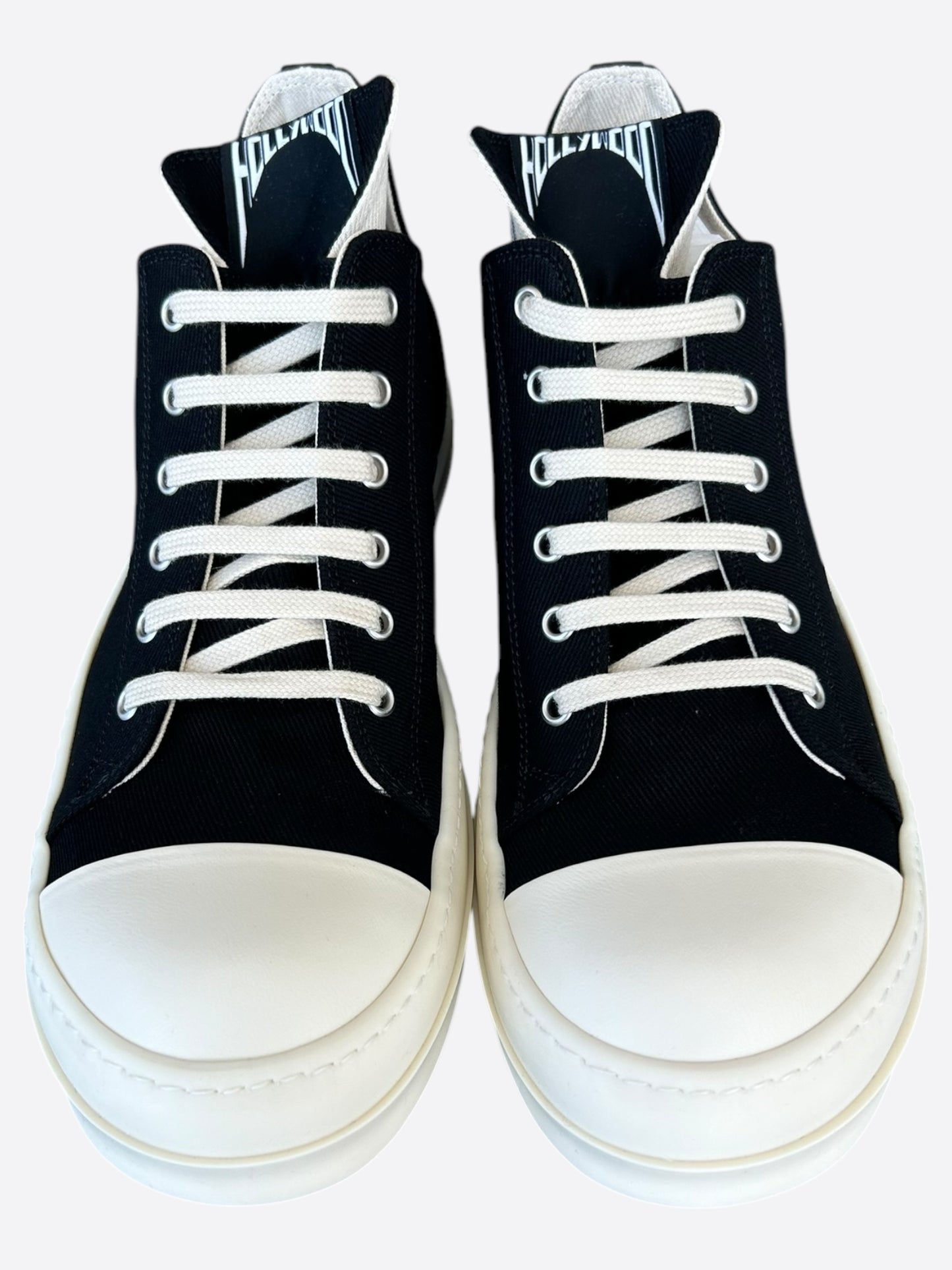 Rick Owens Black & White Hollywood Low Top Sneakers