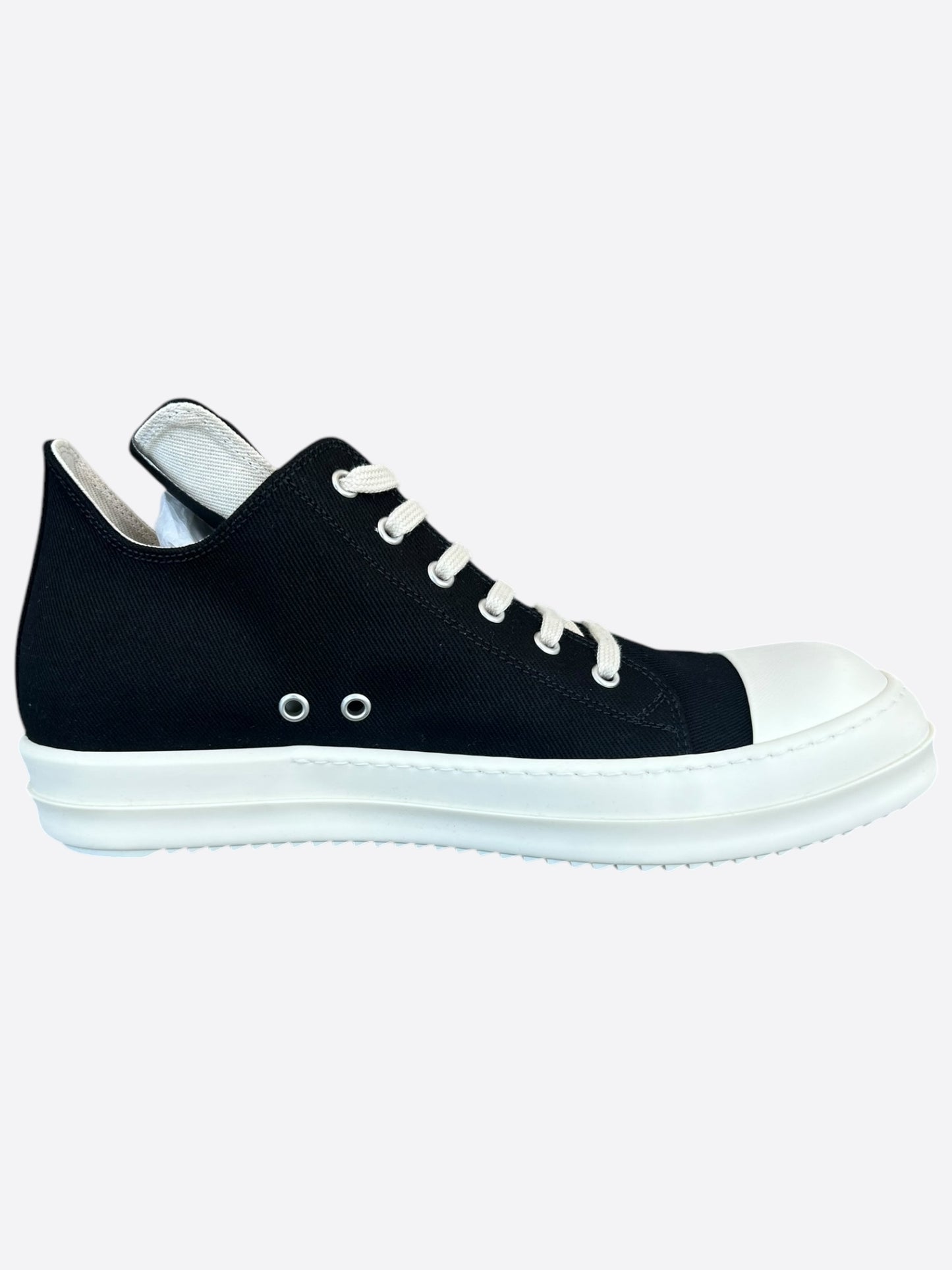 Rick Owens Black & White Hollywood Low Top Sneakers