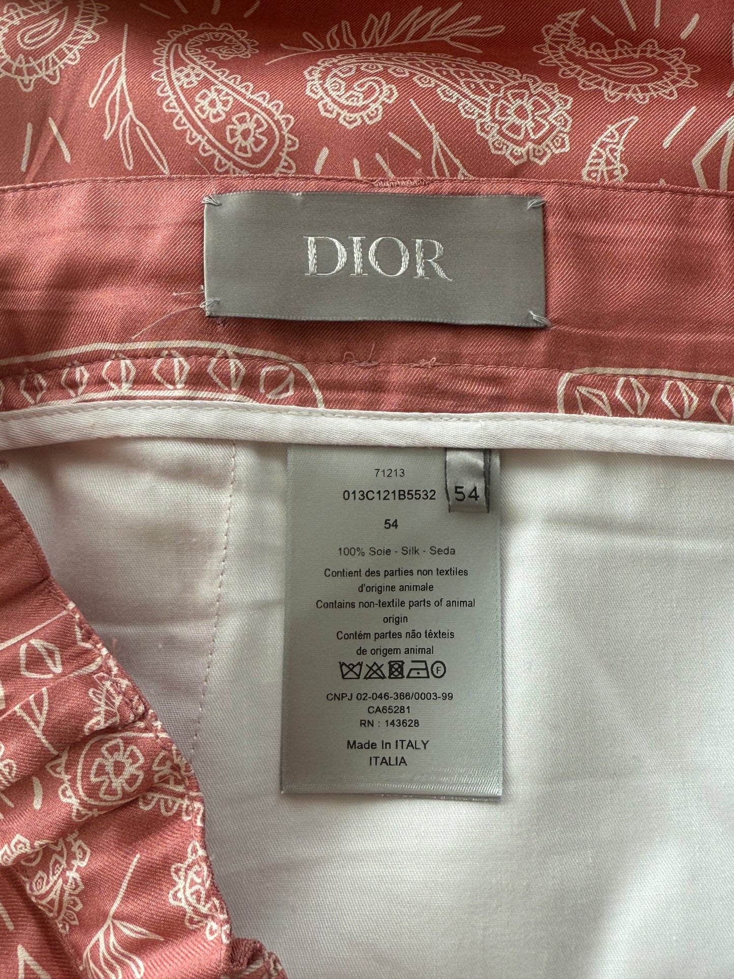 Dior Cactus Jack Pink & White Diamond Bandana Print Silk Shorts