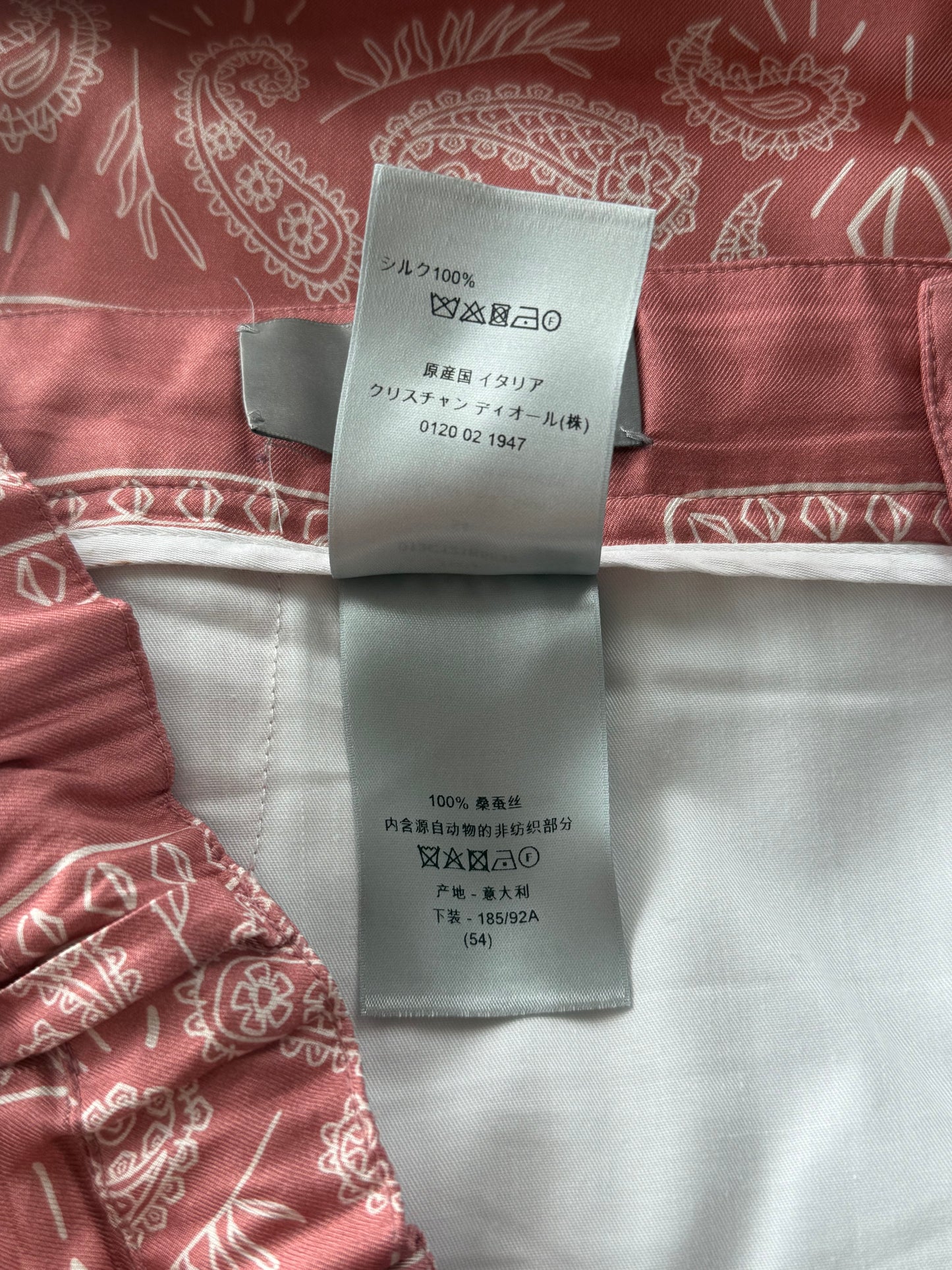 Dior Cactus Jack Pink & White Diamond Bandana Print Silk Shorts