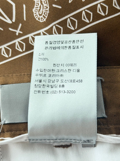 Dior Cactus Jack Brown & White Diamond Bandana Print Silk Shorts