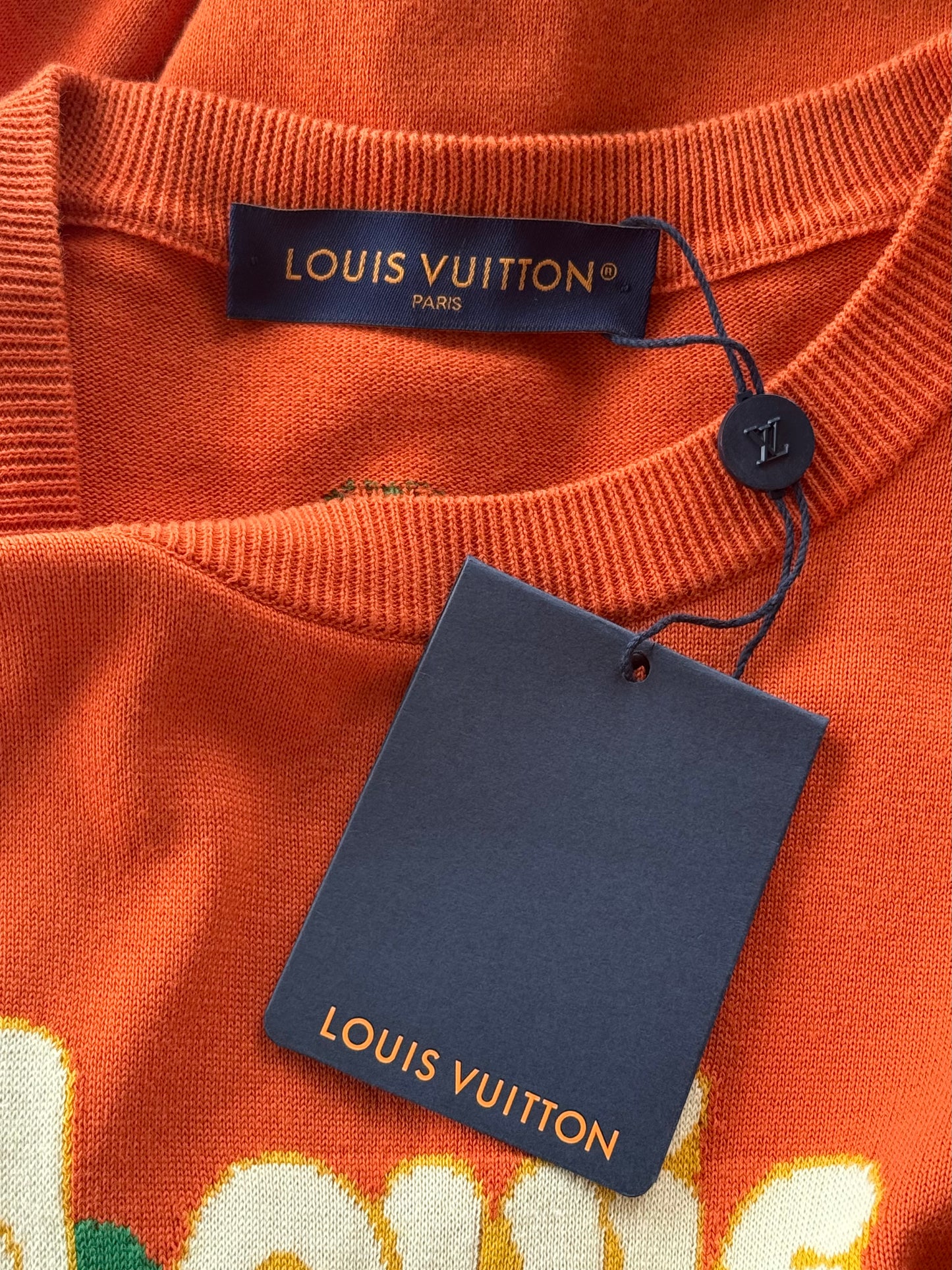 Louis Vuitton Orange Palm Trees Intarsia T-Shirt