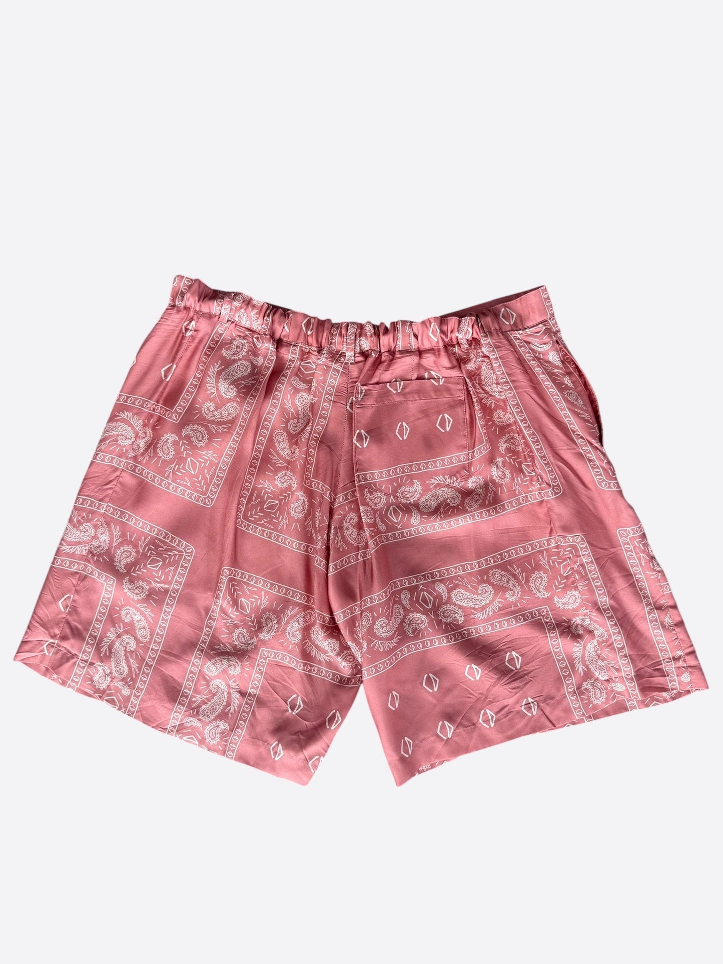 Dior Cactus Jack Pink & White Diamond Bandana Print Silk Shorts