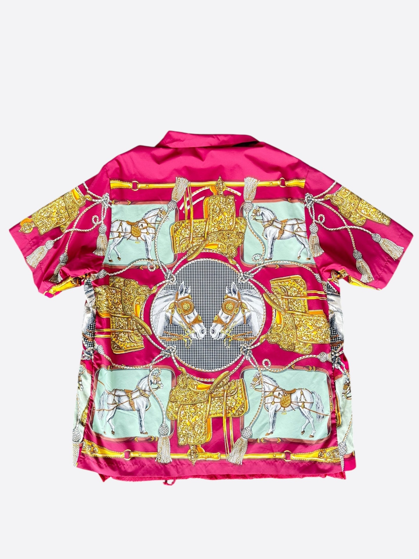 Gucci Pink & Multicolor Equestrian Graphic Button Up Shirt