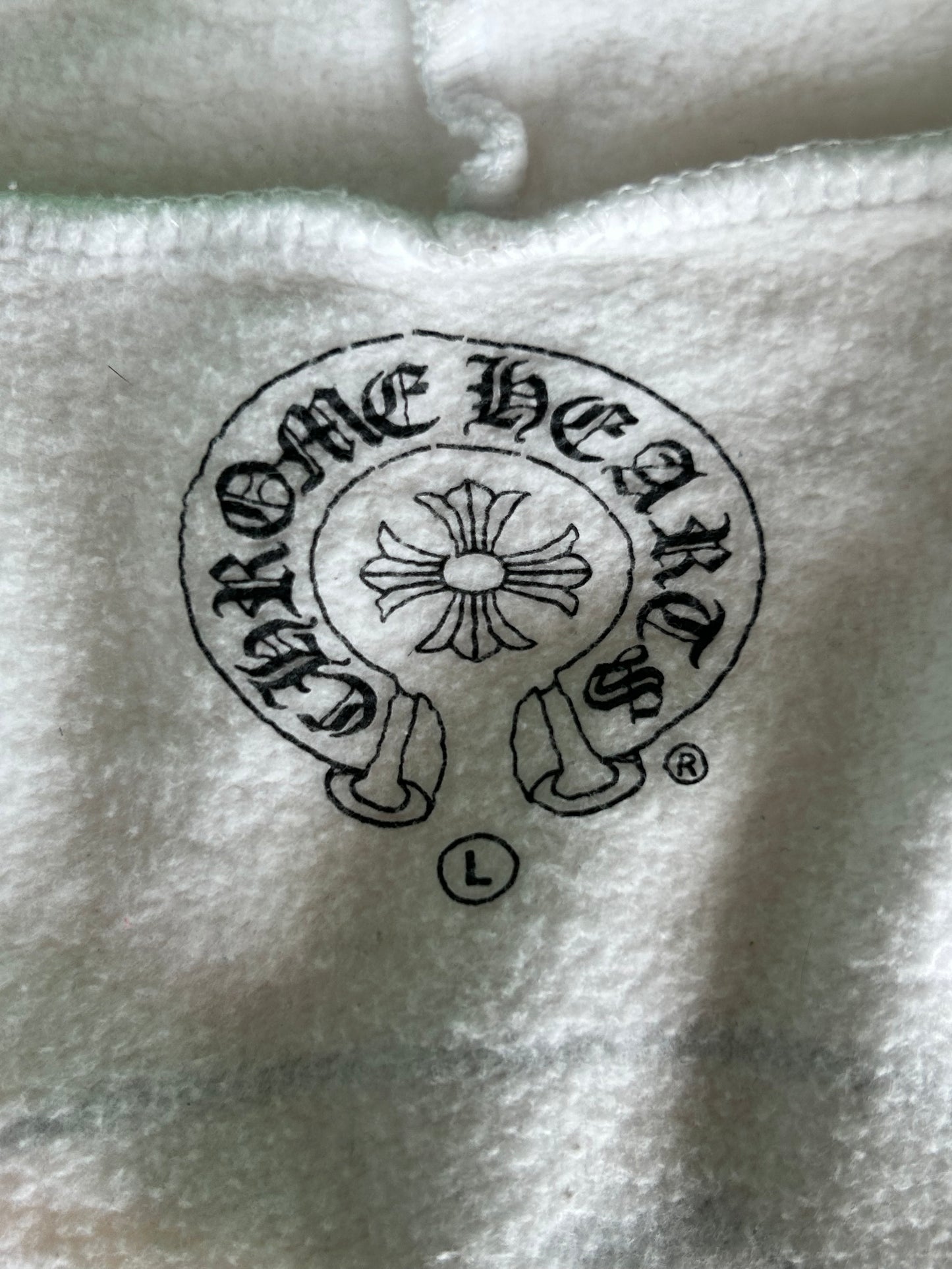 Chrome Hearts White & Black Rolling Stones Horseshoe Logo Zip Up Hoodie